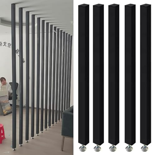 SAFWELAU Trennwand Hängend Paravent Raumtrennwand Wand Trennwand Holz Lamellen Säulen mit verstellbarem Fuß, Wohnzimmer Flur Eingang Restaurant, 70-240cm hoch(5 Pack,80cm/31.5in/2.62ft)