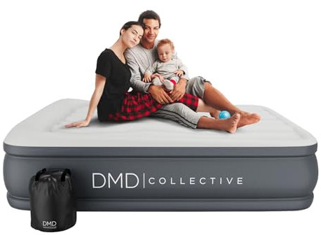 DMD Collective – Inflatable Mattress, Double Air Bed with Built-in Electric Pump, Inflating Guest Airbed with Flocked Surface for Camping or Home Use Self Inflation/Deflation