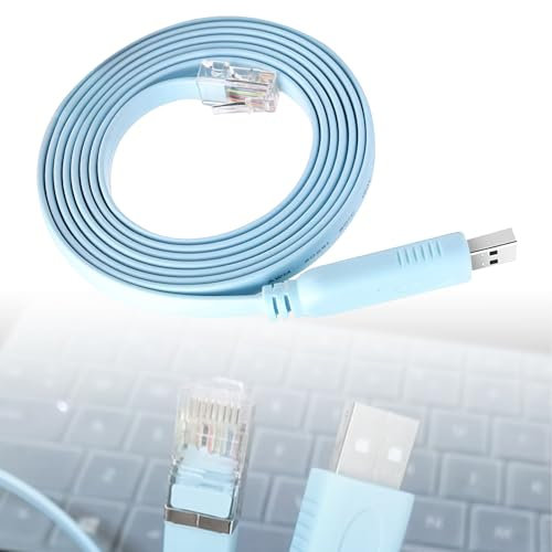 USB to RJ45 Cable, USB to Console Cable 1.8M USB 2.0 to RJ45 Male Serial Flat Cable RS232 Routers Switches Console Connection Cable Compatible for Windows 7, 8 / Vista/MAC/Linux / RS232 Switch Router