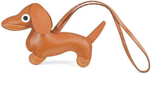 Leder Schlüsselanhänger Dackel,Welpe Hundetasche Anhänger,Schlüsselanhänger Hund,Dackel Anhänger,Leder Glücksbringer Dackel Keychain,Leder Tierisch Schlüsselanhänger,Dackel Geschenke für Damen Herren