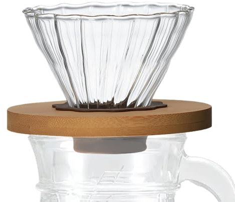 - Vaso de café para verter sobre café, vaso de filtro de café hecho a mano, embudo de una sola taza, cono de café de vidrio transparente con soporte, taza de filtro de café para los amantes del