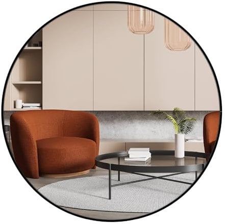 nielsen HOME Rundspiegel, Ø 60 cm, Aluminium, Schwarz matt, Wandspiegel für alle Wohnbereiche, Jaron 60 cm