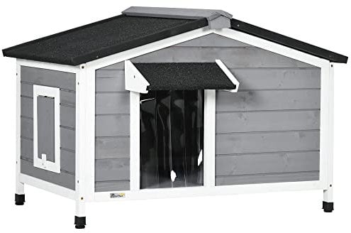 PawHut Wooden Dog Kennel for Outside 97L x 72W x 65Hcm, Grey