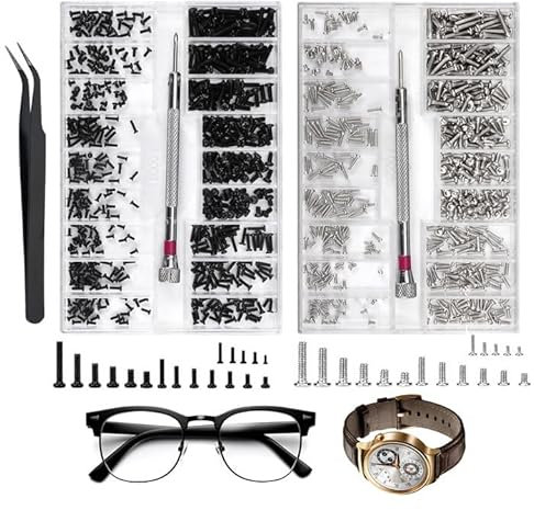 2 Boîtes Mini Vis Rechange - Kit M1 M1.2 M1.4 M2 pour Horlogerie, Lunettes et PC, Petite Vis Ordinateur Portable, Disques Durs, Montre, Telephone, Appareil Photo, Micro Vis avec Tournevis et Pince