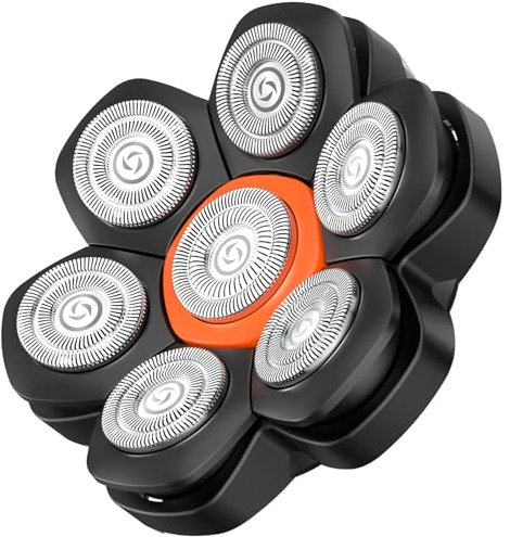 Maxgroom Tete Homme, 7D Flexible Crane Homme Étanche, Tondeuse Crane Sec & Humide, Longue durée de vie des piles, Facile à nettoyer (Têtes De Rechange)