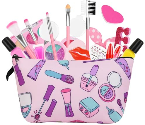 Aomig Ensemble de maquillage pour enfants - Jouets de maquillage pour filles - Non toxiques - 20 pièces - Lavable - Cadeau de Noël ou d'Halloween