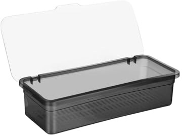 Portaposate in plastica con coperchio, organizer per posate, per piani di lavoro, scatole impilabili (A, taglia unica)