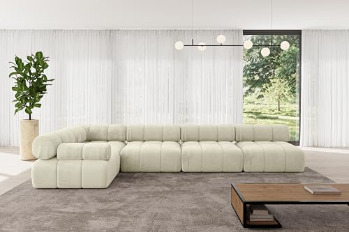 ALTDECOR Modulares Sofa Ecksofa in L-Form Corner modular Sofa Eckcouch Couch Wohnlandschaft Cauchsofa Polstersofa Mende-L3-380x190x70 cm Beige