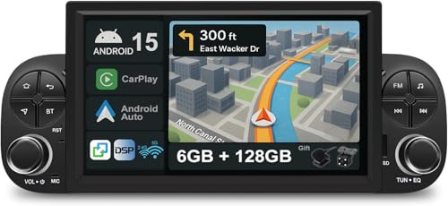 KEC [6G+128G] Android 15 Autoradio Für FIAT Panda MK3 Type 319 2013-2020 mit navi Octa Core-[Eingebauter CarPlay/Android Auto/DSP/Mirror Link/GPS Navi/360 Camera/Bluetooth 5.0/WiFi/USB