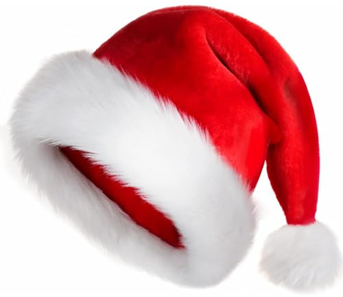 BUKYCAT Weihnachtsmütze, Nikolausmütze-Mütze, Rote Santa Mütze, Nikolausmütze Erwachsene, Plüsche Weihnachtsmann Mützes, Perfekt für Weihnachtsmann Kostüm Weihnachtsfeier für Herren/Damen