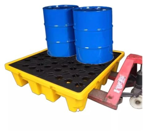 Plataforma modular de tambor a prueba de fugas, bandeja de derrames industrial apilable con rejilla de drenaje para un almacenamiento seguro