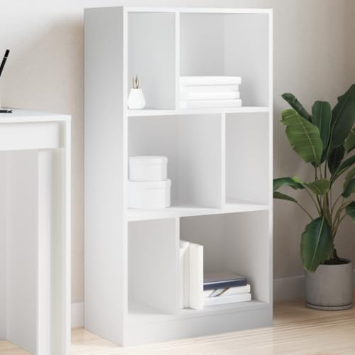Owoxanthellate Bücherregal Weiß 57x28,5x107,5 cm Holzwerkstandregal 6 Fächer Raumteilerregal Modernes Design Robust & Langlebig für Wohnzimmer Büro Flur Schlafzimmer