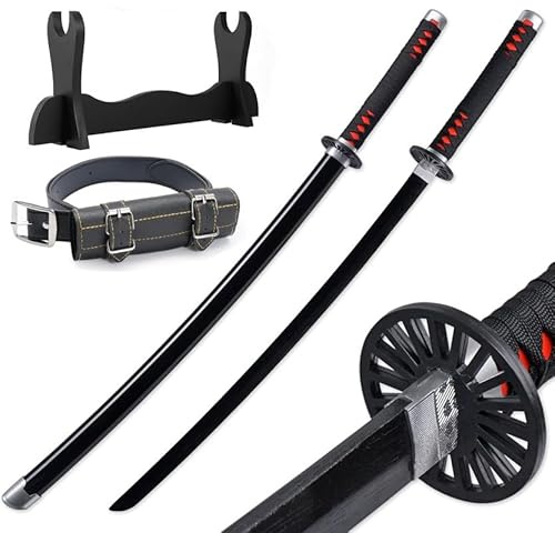 Udekit Japanese Anime Ninja Bamboo Sword Katana-41inches(104cm),with Belt and Sword Holder,For Kids Aldult Cosplay Costume Halloween Dress-Up Carnival and Anime Party