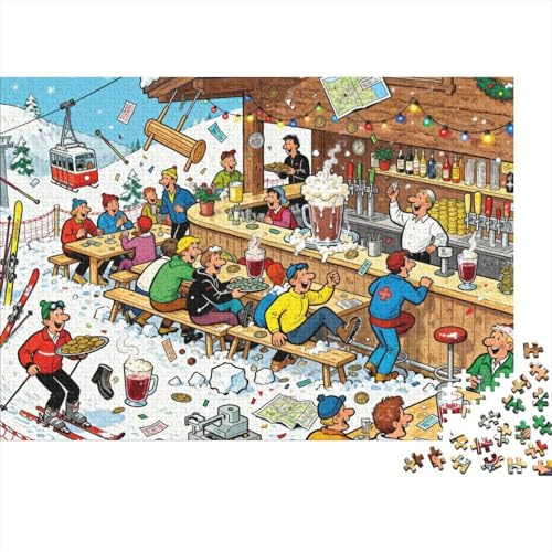 Österreichische Skihütte Après-Ski Hölzerne Puzzles Wasserfest 1000-teiliges Puzzle Für Erwachsene Herausfordernd Und Knifflig Herausfordernde Puzzlespiele
