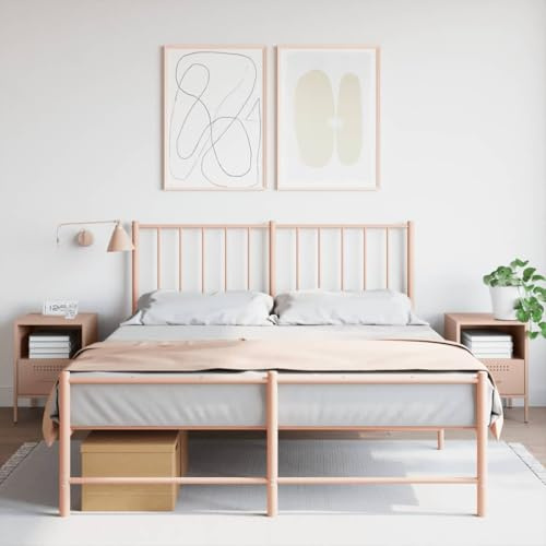 Yisssmeng Set di 2 comodini rosa, 36 x 39 x 50,5 cm, acciaio, cassetto e ripiano, piedini regolabili in altezza, tavolino per camera da letto, soggiorno e cameretta dei bambini