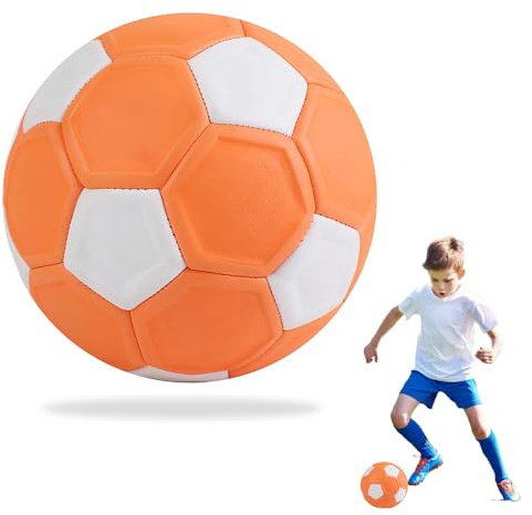 RNPKZ Fussball Curve Ball, 22 cm Kinderfussball, CurveBall Fussballs Größe 5, Gummi Swerve Fußballs, Fußball Kurvenball, Flexibler Kickerball,Curve Swerve Soccer Ball Geschenk für Kinder (Orange&Weiß)