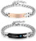 Zysta Her King und His Queen Schrift Curb Kette Armband mit Gravur EIN Paar partnerarmband aus Edelstahl Pärchen Armreifen für verliebte Herren Damen Geschenkset