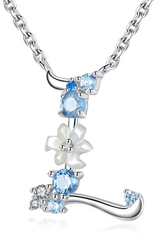 VIKI LYNN Initiale Halskette Anhänger Buchstabe L Alphabet Schmuck 925 Sterling Silber und Zirkonia Anfangsbuchstaben Personalisierte Geschenke für Mädchen Frauen Herren Damen