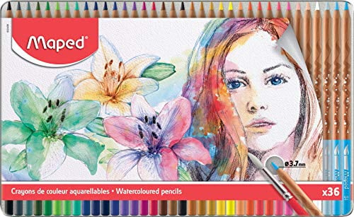 Maped - 36x Aquarell-Buntstifte für Künstler ARTIST in hochwertiger Metallbox