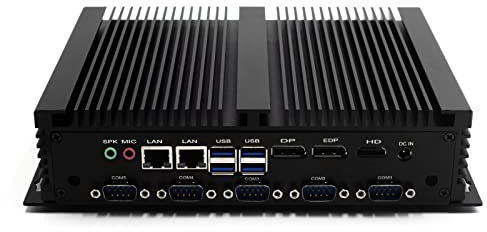 WEIDIAN Industrie Lüfterlos i7 8550U Fanless Mini PC Win 11, 8GB RAM 256GB SSD PC i7 Lüfterloser Support 6*COM(RS232 RS485) 4K 3*Displays(HD DP EDP) 2*LAN 8*USB LPT WiFi&BT Linux Industrial Office