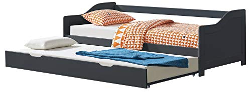 Sofá Cama Pino 205x190,5x66cm Cama extraíble Canapé Pino Gris Oscuro