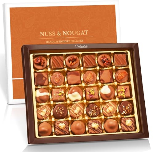 Pralinenbote - 30 Nuss & Nougat Pralinen, handgefertigt von deutschen Chocolatiers, das Pralinen Geschenk ohne Alkohol