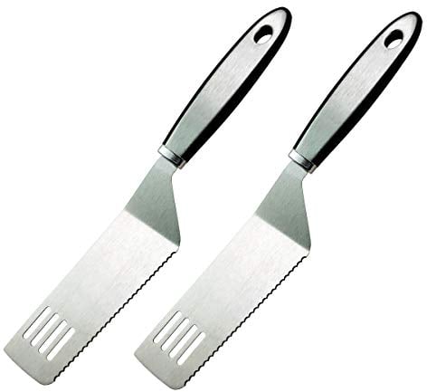 Set di 2 posate per torta, in acciaio inox, con spatola seghettata e pala per pizza