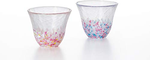 ADERIA Lot de 2 verres à saké japonais - Rose - 120 ml - 120 ml - Fabriqués au Japon - Fabriqués au Japon - Fabriqués à la main - Pour saké, thé, jus, eau, pois, Tsugaru Vidro - Coffret cadeau