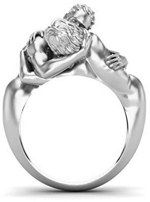 SALAN 2 Farben Liebhaber, Die Zusammen Umarmt Kuss Ringe Frauen Hochzeit Engagement Schmuck Jubiläum Geburtstagsgeschenk