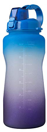 2 Litro Bottiglia Acqua， Borraccia Sportiva con indicatore del Tempo Motivazionale ，Senza-BPA Tritan Borracce Prova di Perdite - Il per Sport, Fitness, Ciclismo, Outdoor, Scuola（Blu viola 25）