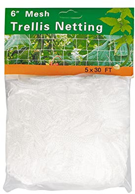 Garden Trellis Netting Climbing Plants Support Netting Heavy-Duty Polyester Climbing Vine Net Mesh Grow Tent for Vegetable Clematis Cucumber Grapes Tomatoes Flower Vine Plant 5X30FT/10X30FT