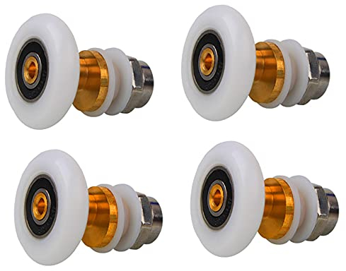ANCLLO 4 Pack Shower Door Roller Runners Diameter 27mm for Bathroom Glass Sliding Door Bearing Rollers Glass Door Rollers Replacement