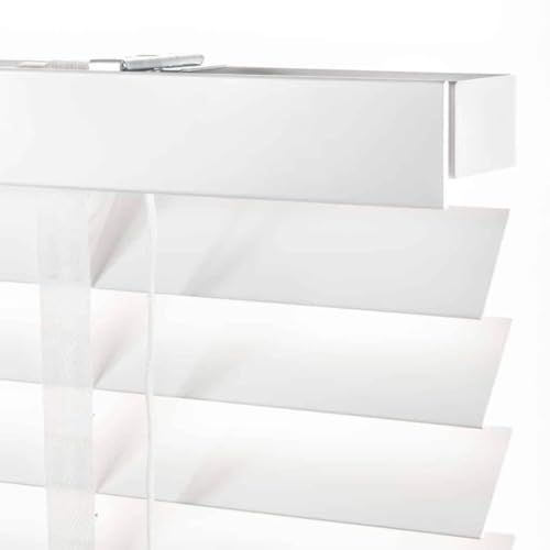 Holz Jalousie 50mm - Weiß - 95 cm x 250 cm - Fenster und Tür Jalousie - Holz-Jalousie