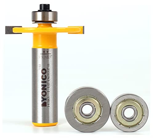 YONICO Biscuit Cutter Joint Slot Router Bit & Bearing Set 1/2-Inch Shank 14383