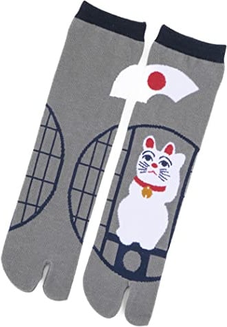 NOREN Chaussettes japonaises Tabi (JAPANORAMA) fabriquées au Japon/chaussettes imprimées sandales à bout fendu/taille unisexe pour homme et femme
