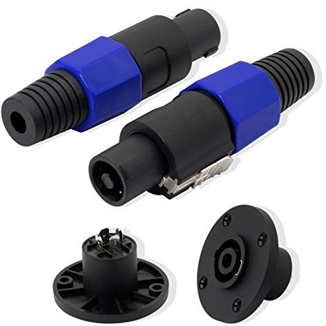 GELRHONR Speaker Cable Connector,NL4FC Speaker Adapter,NL4 Connector Round Speaker Plug Twist Lock 4 Pole Speaker Plug,for Speakon NL4FC, NL4FX, NLT4X, NL2FC, NA4LJ, NA4LJX, NL4MP, NL4MPR-2 Pairs