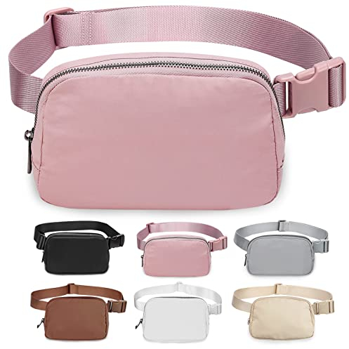 Bomvabe Bauchtasche für Damen Herren, Gürteltasche Nylon mit Verstellbarem Riemen 81cm bis 130cm, Hüfttasche Leicht für Sport Outdoor Reise Running Wandern Radfahren, Bauchtasche Klein Rosa