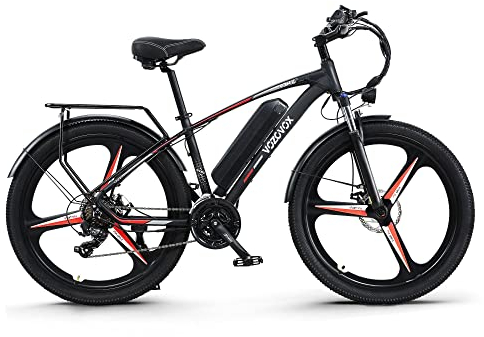 VOZCVOX Elektrofahrrad Pedelec 26 Zoll Ebike Mountainbike Damen Herren Schwarz Cityräder mit Hecknabenmotor 250W Akku 48V12,8AH 21-Gang