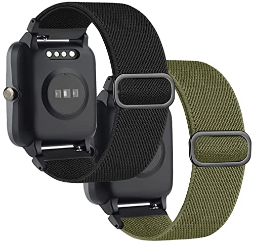 [2 Pack]Ersatzarmband Kompatibel mit Veryfitpro ID205L Watch , 19mm Dehnbare Nylonbänder mit Blackview ID205L/Yamay ID205L/Letsfit ID205L/Willful ID205L/Letscom ID205L/Fitpolo ID205L/Grv ID205L.