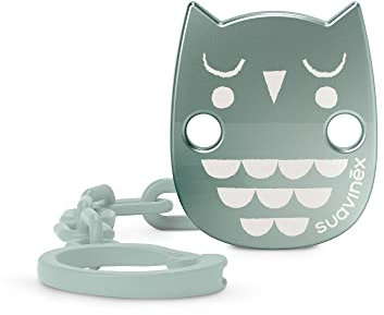 Suavinex, Attache Tétine, Chaîne de Sucette avec Clip, Effet Metallise Mat. +0 Mois. Bonhomia Vert