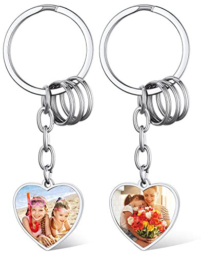 Custom4U Porte Clef Photo Recto Verso Personnalisé Porte-clés 2 Photos Personnalisable