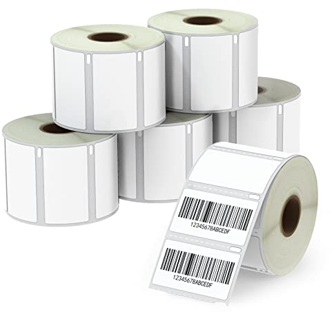 BETCKEY - 6 Rollen Ablösbar Mehrzwecketiketten Kompatibel mit DYMO 11354, 57mm x 32mm, 6000 Selbstklebende Etiketten für LabelWriter 450, 4XL NICHT passend 550 oder 5XL
