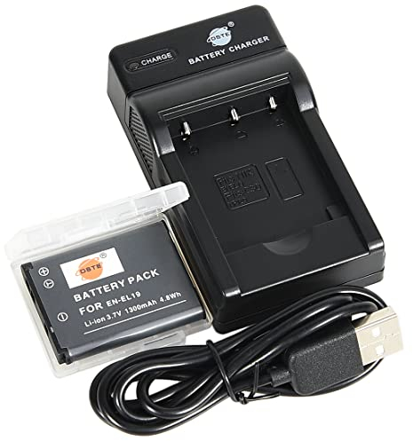 DSTE EN-EL19 Batterie Li-ION et Chargeur Micro USB Compatible avec Nikon EN-EL19a, Sony NP-BJ1, Nikon DSC-RX0, Coolpix S32, S100, S4100, S4200, S4300, S5200, S5300, S6500, S7000