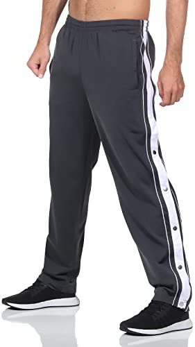 ZARMEXX Herren Trainingshose mit seitlicher Knopfleiste zum öffnen Button Up Sporthose Freizeithose Jogginghose Sportswear (grau, XL)