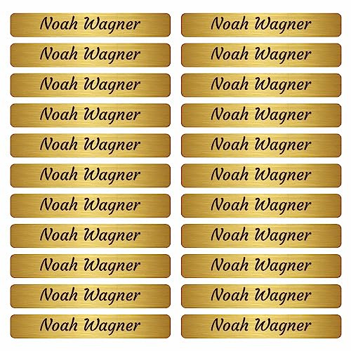 Namensaufkleber Kinder Schule selbst gestalten 46x7 mm 60 Stück - Design Gold - mit Wunschtext - Name - personalisiert - für Jugendliche - Firma - Universität - Kinder - KITA