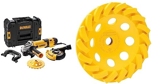 DEWALT Meuleuse d'angle électronique Le Béton 125 mm – 1500 W - 240 V - DWE4257KT-QS & Disque de Coupe M14 Turbo - DT3797-QZ