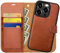 OCASE for iPhone 15 Pro Detachable Case, Magnetic Removable 2 in 1 Flip PU Leather Wallet Case with[Kickstand][RFID Blocking][Card Holder] Shockproof Phone Cover,Brown