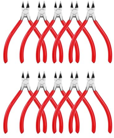 HAUTMEC 6 Flush Cut Pliers Ultra Sharp Wire Cutters 10PCS with Spring Loaded and Non-Slip Grip, Ideal Wire Snips for Plastic, Soft Wire, Toy Model Kits, Jewelry Marking, Zip Ties, HT0318-10PC