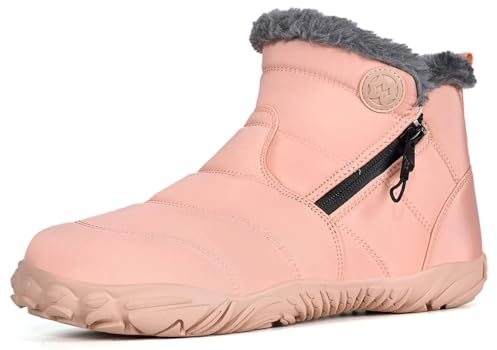 Stivali Barefoot Uomo Donna Invernali Scarpe da Neve Caldo Comode Stivaletti Antiscivolo Scarponcini con Wide Tox Box, Rosa, 41 EU