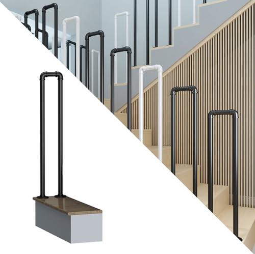 Ywanwj U-förmiger Treppenhandlauf, Schmiedeeisernes Treppengeländer Nordic Modern Metall Dekoratives Geländer Geländer Handlauf Treppe Sicherheitsgeländer für Villen, Balkone, Flure, Wohnungen